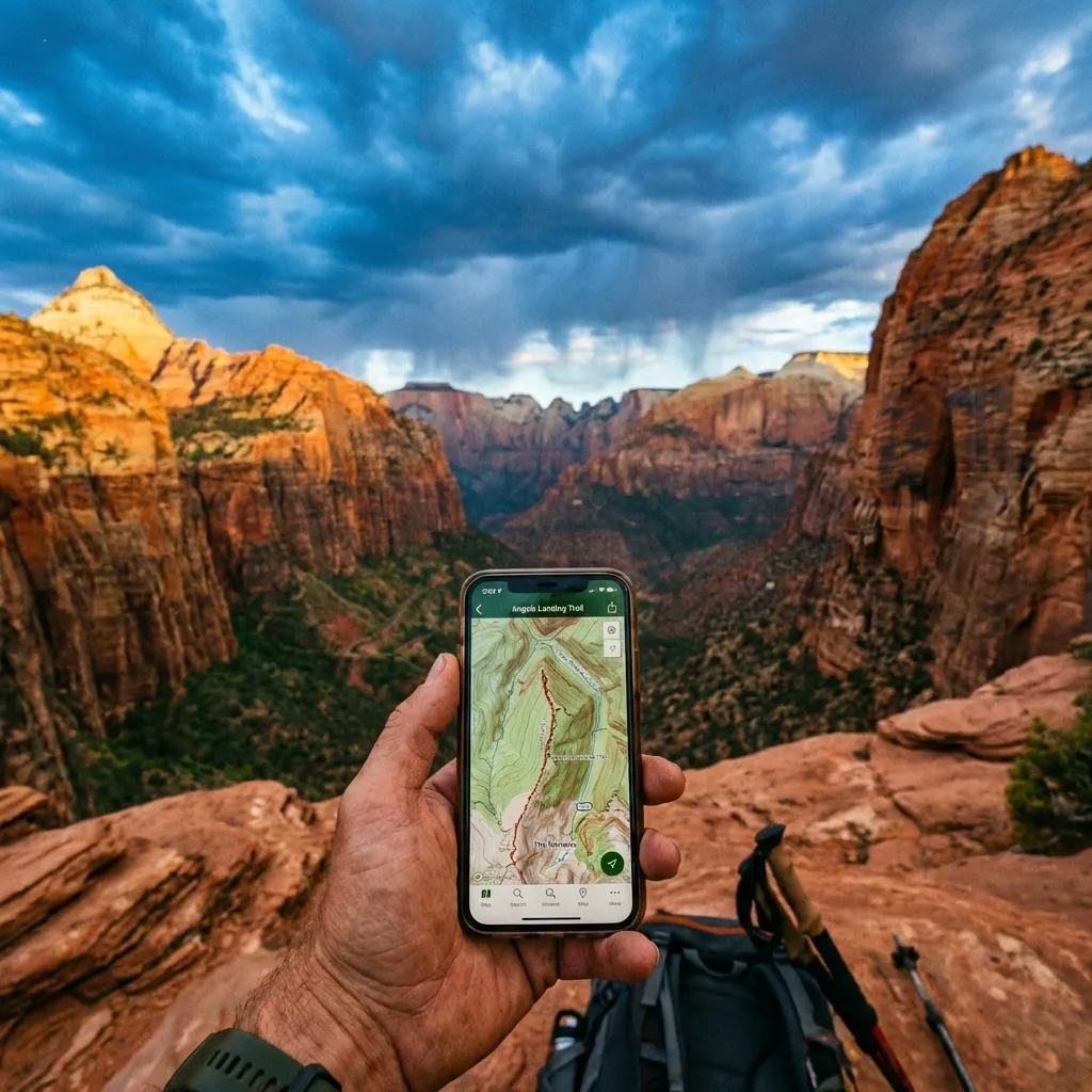 Digital map of Zion National Park canyon